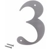Domovní číslo Číslo domové 3, (156x1.5mm), s dierami, brúsená nerez K320 / AISI 304