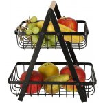 KIK KX4682 Dvoupatrový koš na ovoce kov dřevo – Zboží Dáma