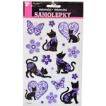 Samolepky kočky černo fialové s kamínky – Zboží Dáma