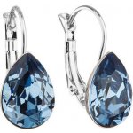 Swarovski Elements Pear stříbrné visací modré slzičky kapky 31242.3 Denim Blue modrá tmavá riflová džínová – Zbozi.Blesk.cz