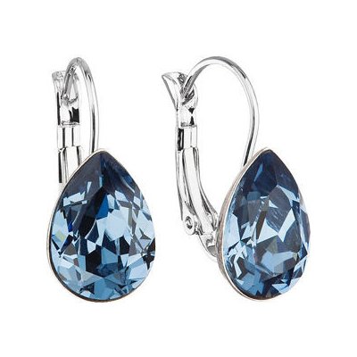 Swarovski Elements Pear stříbrné visací modré slzičky kapky 31242.3 Denim Blue modrá tmavá riflová džínová – Zbozi.Blesk.cz