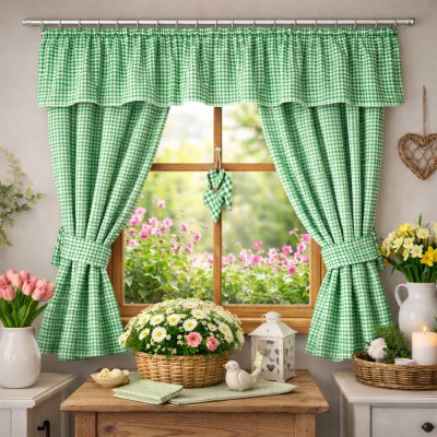 Kanafasový závěsový set 2x 150x150 cm + kanýr 40x300 cm Tm. zelená - 0,5 cm – Hledejceny.cz