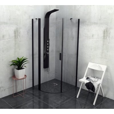 Polysan ZOOM LINE BLACK čtvrtkruhová sprchová zástěna 900x900mm, čiré sklo, levá – Zboží Mobilmania