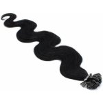 50cm vlasy pro metodu keratin 0,5g/pr. vlnité černá – Zboží Mobilmania