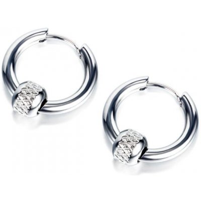 Impress Jewelry ocelové náušnice kruhy s válečkem Hiphop stříbrné GE603 – Zboží Mobilmania