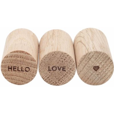 Eulenschnitt Dřevěné háčky Oak Wood Hello Love - set 3 ks, přírodní barva, dřevo