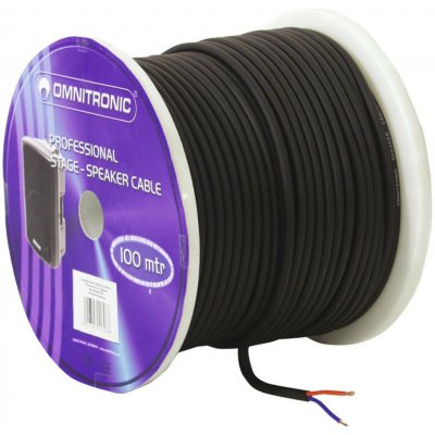 Omnitronic reproduktorový kabel 2x1,5 mm, černý, 50 m cívka – Zboží Živě