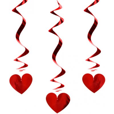 Party Deco Závěsná dekorace Červená srdíčka plné 60 cm – Sleviste.cz