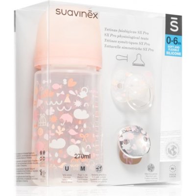 Suavinex sada lahvička + Dudlík Fyz. Klip Memories růžová 270ml – Hledejceny.cz