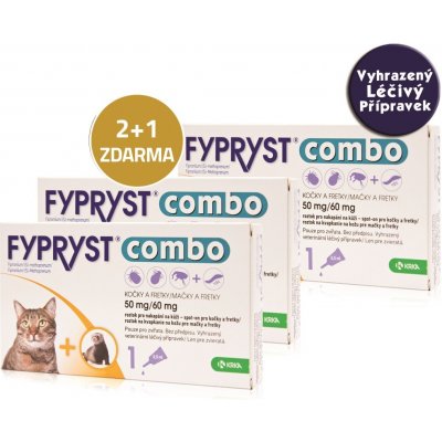 Fypryst Combo Spot-on 50 / 60 mg pro kočky a fretky 3 x 0,5 ml – Hledejceny.cz