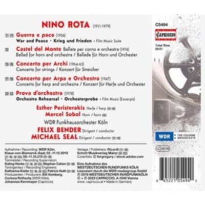 Nino Rota - War and Peace/Castel Del Monte/Orchestra Rehearsal CD