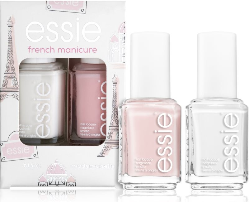 Essie French Manicure odstín Blanc lak na nehty 13,5 ml + lak na nehty 13,5 ml Mademoiselle dárková sada