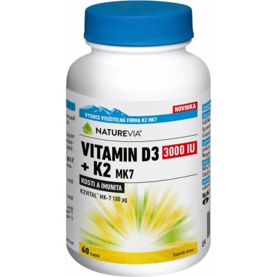 NatureVia Vitamin D3 3000IU + K2 MK7 60 kapslí – Hledejceny.cz