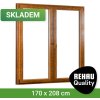 Venkovní dveře SKLADOVÁ-OKNA REHAU Smartline+ 170 x 208 cm Bílá dovnitř / Zlatý dub ven