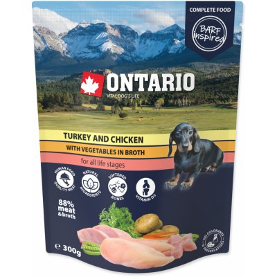 Ontario Dog Turkey and Chicken with Vegetable in Broth 300 g – Zboží Mobilmania