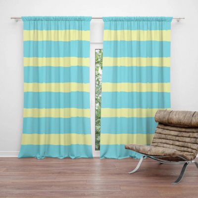 Sablio Závěs Modrožluté pruhy: 2ks 140x250cm – Hledejceny.cz