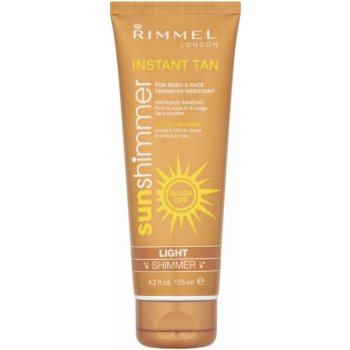 Rimmel Sun Shimmer Instant Tan smývatelný samoopalovací gel se třpytkami odstín Light/Shimmer (For Body & Face) 125 ml