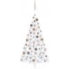 Vánoční stromek vidaXL Umělý vánoční půl stromek s LED a sadou koulí bílý 150 cm