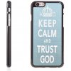 Pouzdro a kryt na mobilní telefon Apple Pouzdro AppleMix Plasto-kovový Apple iPhone 6 / 6S - Keep Calm And Trust God - modro-černý
