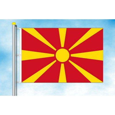 LIBEA, s.r.o. Vlajka Severní Makedonie Rozměr: 100×150 cm, Uchycení: Karabiny na stožár – Hledejceny.cz