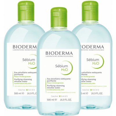 Bioderma Sébium H2O micelární voda 3x 500 ml – Hledejceny.cz