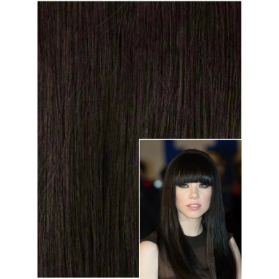 DELUXE Clip in 40cm REMY lidské vlasy PŘÍRODNĚ ČERNÉ – Zboží Dáma