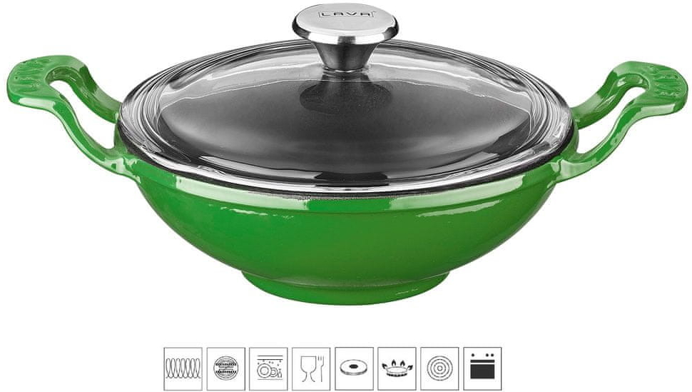 LAVA Litinový wok zelený 16 cm