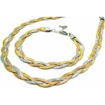 Steel Jewelry Souprava Náhrdelník Náramek PLETENÝ GOLD Chirurgická ocel SET240183 – Zboží Mobilmania