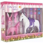 Teddies Jednorožec kůň česací se sedlem s hříbětem fliška s doplňky 29x24x7cm – Sleviste.cz