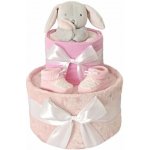 Brumlík dvoupatrový plenkový dort Zajíček růžový – Zboží Dáma