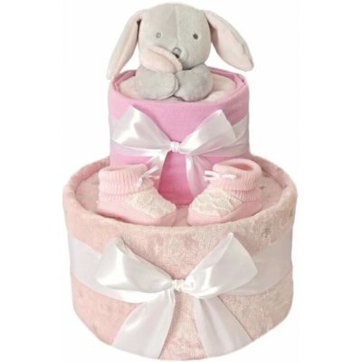 Brumlík dvoupatrový plenkový dort Zajíček růžový – Zboží Dáma
