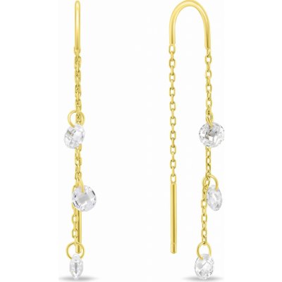 Brilio Silver Pozlacené řetízkové náušnice se zirkony EA895Y – Sleviste.cz