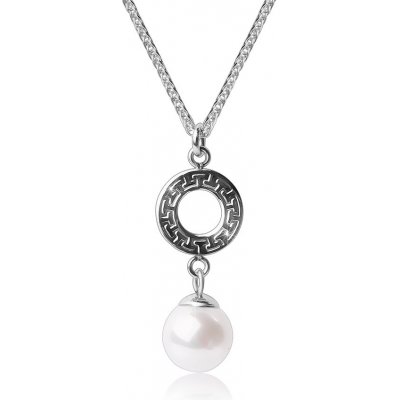 Šperky eshop Ocelový kroužek s řeckým vzorem perleťová kulička S41.25 – Zboží Mobilmania