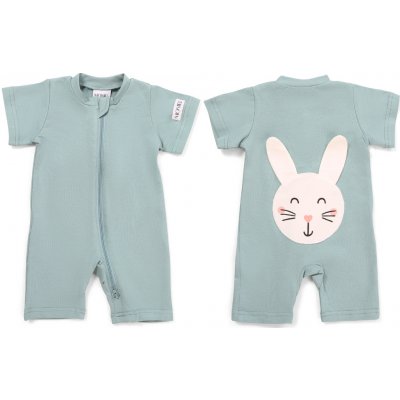 Moniel Dětský overal s krátkým rukávem Králík Pastel mintová – Zboží Dáma