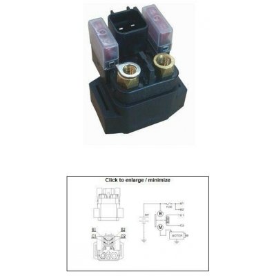 DZE startovací relé startéru YAMAHA YMF 450 KODIAK 18-20; YXE 700 WOLVERINE 16-20; YXR 700 VIKING 14-20; YXR 700 RHINO 08-13 (5B4-81940-00) (12V/150A) – Zboží Mobilmania