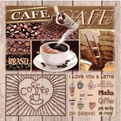 Ubrousek 33x33cm Pražená zrnková káva – Zboží Dáma