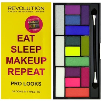 Makeup Revolution Pro Looks Eat Sleep Makeup Repeat paletka očních stínů 3 Looks In 1 Palette 13 g