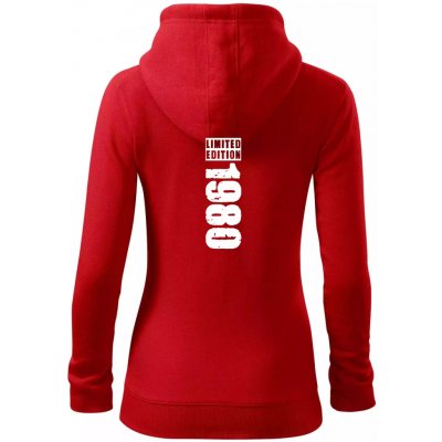 Limited edition 1980 pruh dámská mikina trendy zipper s kapucí Červená – Zboží Dáma