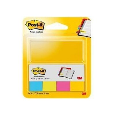 3M POSTIT Samolepicí záložky, mix barev, 20 x 38 mm, 4x 50 listů, 3M POSTIT 7100191580 ,balení 200 ks – Hledejceny.cz