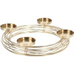 Svícen kov 355x320x70 mm Adventní kulatý na 4 čajové svíčky, zlatá – Zboží Dáma