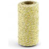 Šňůra a provázek Barevný provázek z bavlny - žlutý / bílý - 50 m