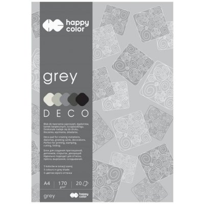 Happy Color Sada jednobarevných papírů Deco grey 20 ks 170 g/m2 A4 – Hledejceny.cz