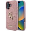 Pouzdro a kryt na mobilní telefon Apple Guess PU Fixed Glitter 4G Metal Logo pro iPhone 16 Pink 3666339328528