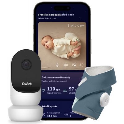 Owlet Dream Duo chytrá ponožka modrá a kamera Cam 2 bílá – Zboží Dáma