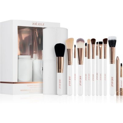 Zoë Ayla Makeup Brush Set štětec na pudr 1 ks + štětec na make-up 1 ks + štětec na tvářenku 1 ks + štětec na korektor 1 ks + štětec na konturování 1 ks + štětec na rty s pouzdrem 1 ks + štětec na oční – Zboží Mobilmania
