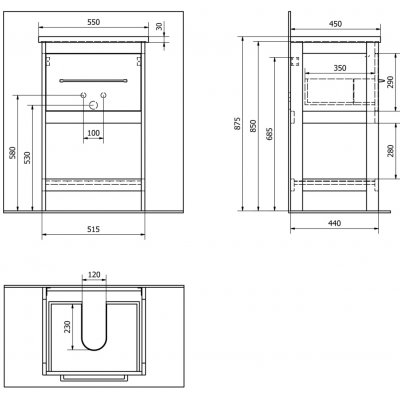 Aqualine ETIDE umyvadlová skříňka 51,5 cm, bílá mat ET515 – Zboží Dáma