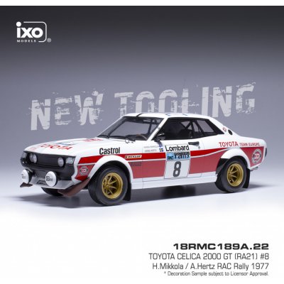 IXO Toyota Celica 2000 GT RA21 RAC Rally 1977 8 Mikkola Hertz 1:18 – Sleviste.cz
