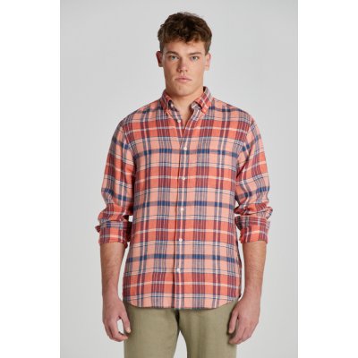 Gant košile reg linen Madras shirt růžová – Zboží Mobilmania
