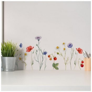 Samolepicí pokojová dekorace na stěnu Polní kvítí 59178 / Samolepka na stěnu Fields Flowers Crearreda (15 x 31 cm)
