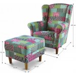 Kondela Astrid s taburetem látka patchwork M1 – Zboží Dáma